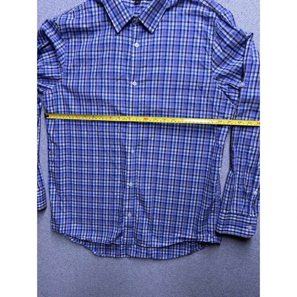 Michael Kors Men's Long Sleeve Plaid Button-Down Shirt Size Large Blue Purple